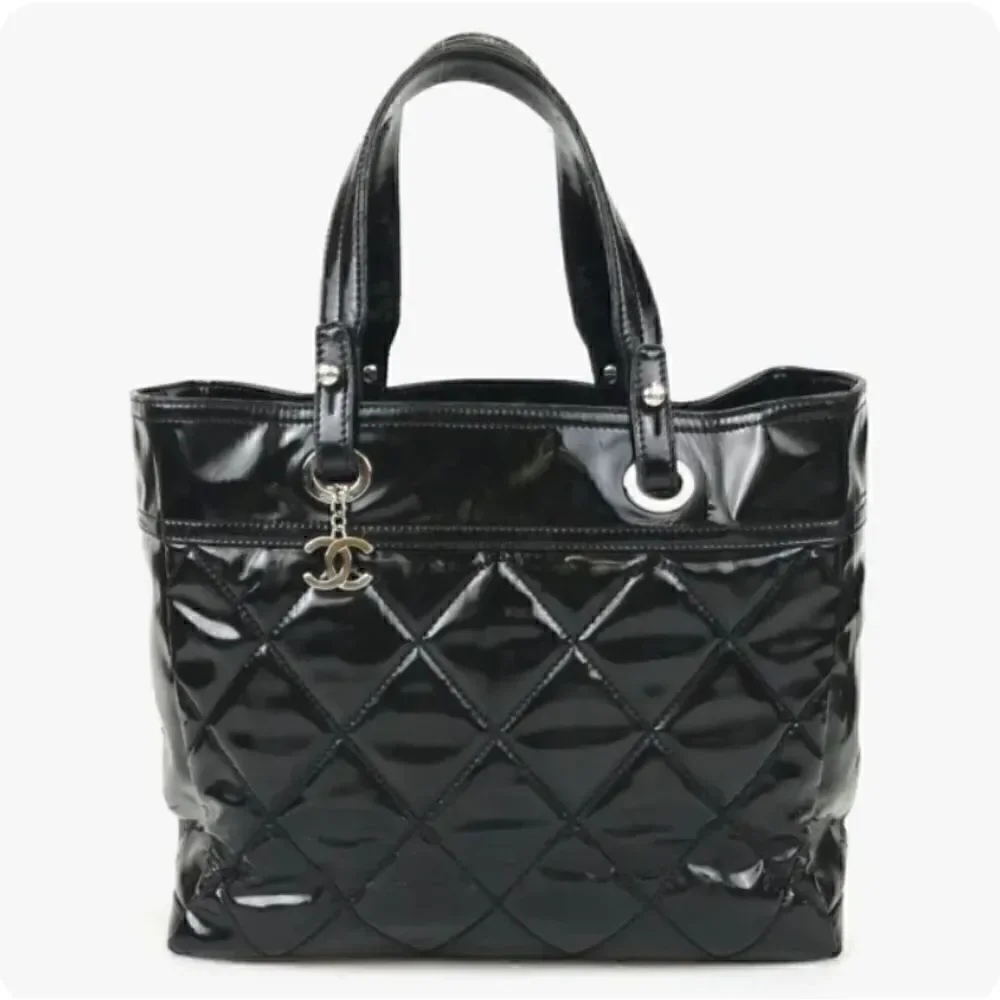 Authentic Chanel Matelasse Coco Mark Handbag Black